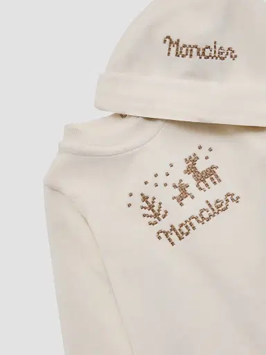 Moncler Baby's Set in Cotton - Light Beige 12 Months | Thumbnail 3