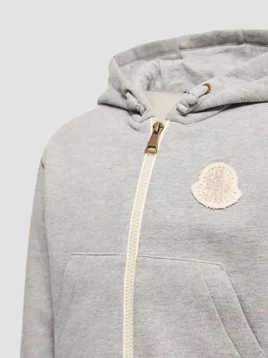 Moncler Little Girl's & Girl's Hoodie in Cotton - Gray | Thumbnail 3 Moncler Little Girl's & Girl's Hoodie in Cotton - Gray | Thumbnail 3