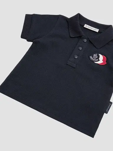 Moncler Baby Boy's & Little Boy's Polo Shirt in Cotton Blend - Dark Blue - Size 3 | Thumbnail 3