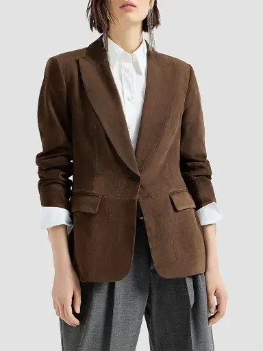 Brunello Cucinelli Women's Suede Blazer with Monili | Thumbnail 2