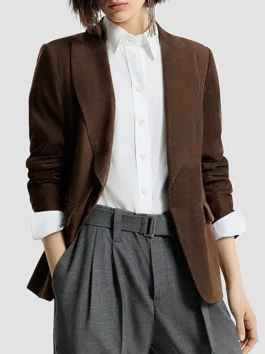 Brunello Cucinelli Women's Suede Blazer with Monili | Thumbnail 4