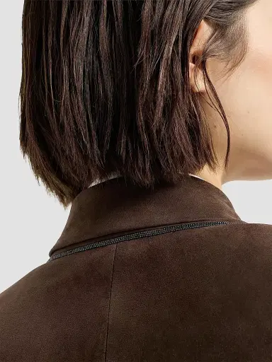 Brunello Cucinelli Women's Suede Blazer with Monili | Thumbnail 5