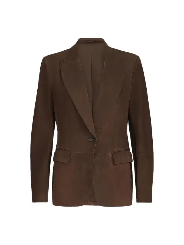 Brunello Cucinelli Women's Suede Blazer with Monili - Rust Brown