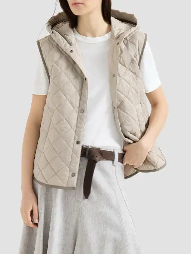 Brunello Cucinelli Women's Lightweight Matte Nylon Quilted Vest | Thumbnail 2