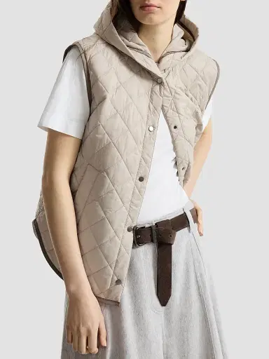 Brunello Cucinelli Women's Lightweight Matte Nylon Quilted Vest | Thumbnail 4