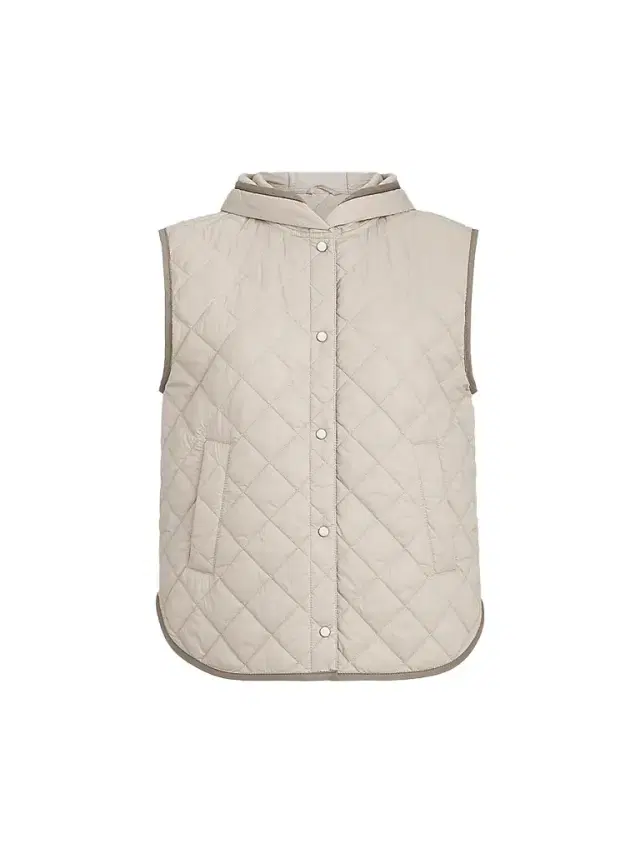 Brunello Cucinelli Women's Lightweight Matte Nylon Quilted Vest with Thermore Padding and Hood - Light Grey
