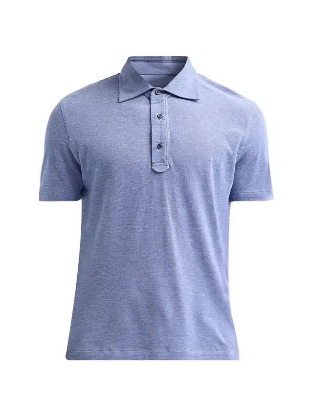 Isaia Men's Cotton Polo Shirt - Bright Blue