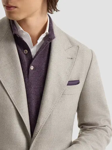 Brunello Cucinelli Men's Silk Pocket Square with Printed Logo - Purple | Thumbnail 2