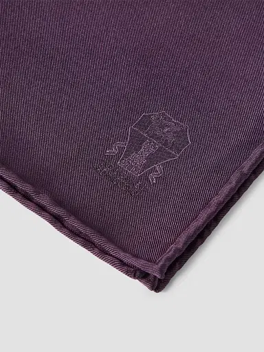 Brunello Cucinelli Men's Silk Pocket Square with Printed Logo - Purple | Thumbnail 3