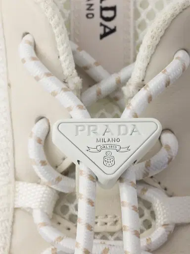 Prada Men's Speedrock Leather and Mesh Fabric Sneakers - Khaki - Size 10.5 | Thumbnail 5