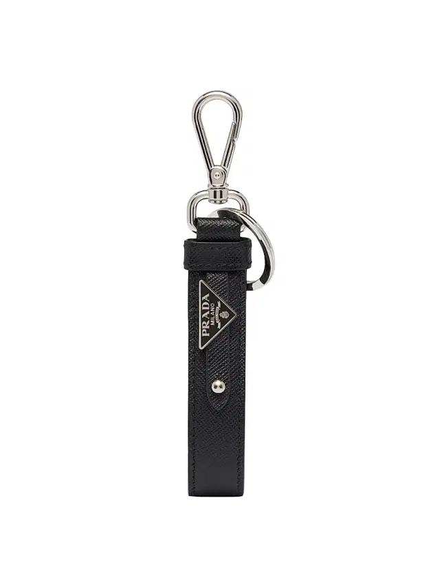 Prada Men's Saffiano Leather Keychain - Black