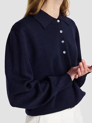 RÓHE Women's Wool-Blend Polo Sweater - Anthracite - Size 12 | Thumbnail 5 RÓHE Women's Wool-Blend Polo Sweater - Anthracite - Size 12 | Thumbnail 5