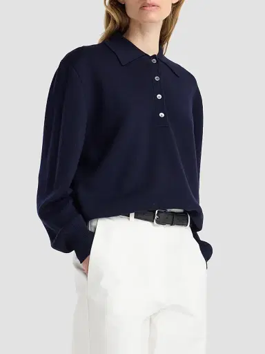 RÓHE Women's Wool-Blend Polo Sweater - Anthracite - Size 12 | Thumbnail 6 RÓHE Women's Wool-Blend Polo Sweater - Anthracite - Size 12 | Thumbnail 6