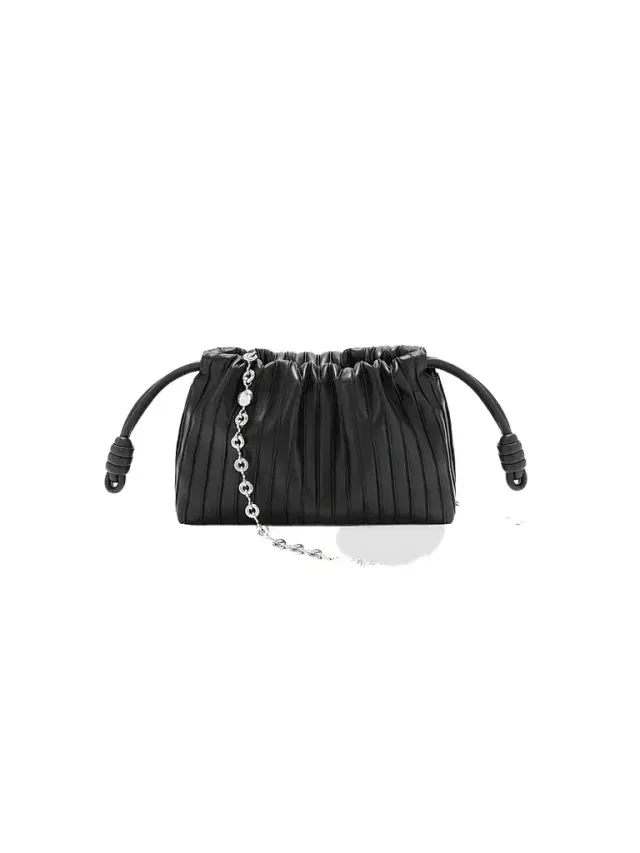 LOEWE Women's Mini Flamenco Pleated Purse - Black