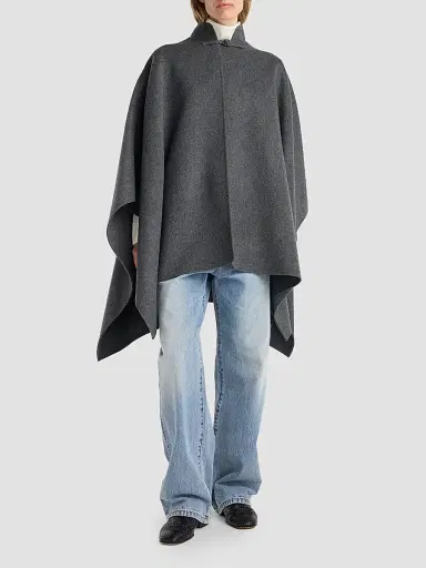RÓHE Women's Double-Faced Wool-Cashmere Poncho - Dark Grey | Thumbnail 2 RÓHE Women's Double-Faced Wool-Cashmere Poncho - Dark Grey | Thumbnail 2