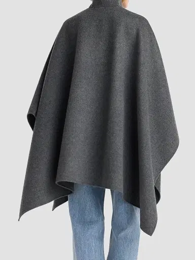 RÓHE Women's Double-Faced Wool-Cashmere Poncho - Dark Grey | Thumbnail 3 RÓHE Women's Double-Faced Wool-Cashmere Poncho - Dark Grey | Thumbnail 3