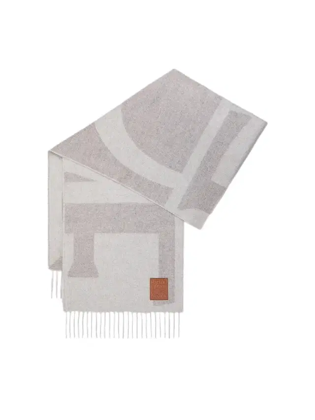 LOEWE Men's Logo Fringed Cashmere Scarf - Light Grey Stone