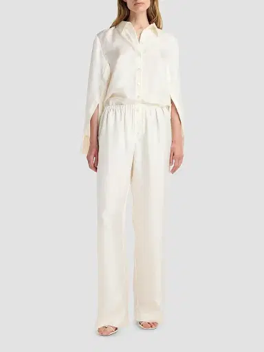 RÓHE Women's Silk Twill Relaxed-Leg Pull-On Trousers - Cream - Size 12 | Thumbnail 2 RÓHE Women's Silk Twill Relaxed-Leg Pull-On Trousers - Cream - Size 12 | Thumbnail 2