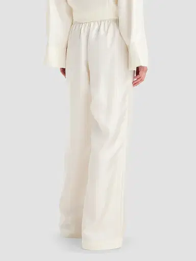 RÓHE Women's Silk Twill Relaxed-Leg Pull-On Trousers - Cream - Size 12 | Thumbnail 3 RÓHE Women's Silk Twill Relaxed-Leg Pull-On Trousers - Cream - Size 12 | Thumbnail 3