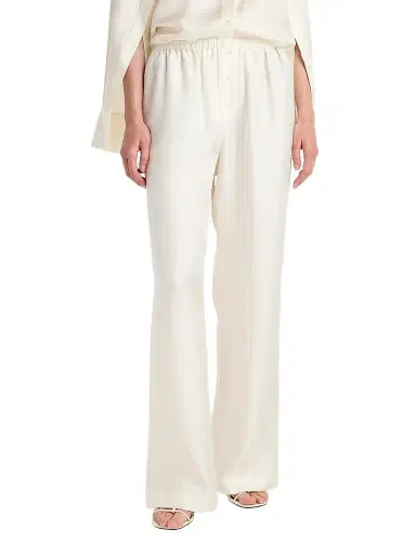 RÓHE Women's Silk Twill Relaxed-Leg Pull-On Trousers - Cream - Size 12 | Thumbnail 1 RÓHE Women's Silk Twill Relaxed-Leg Pull-On Trousers - Cream - Size 12 | Thumbnail 1