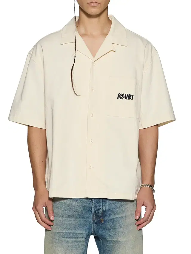Ksubi Men's Stay Up Logo Graphic Camp Shirt - Natural