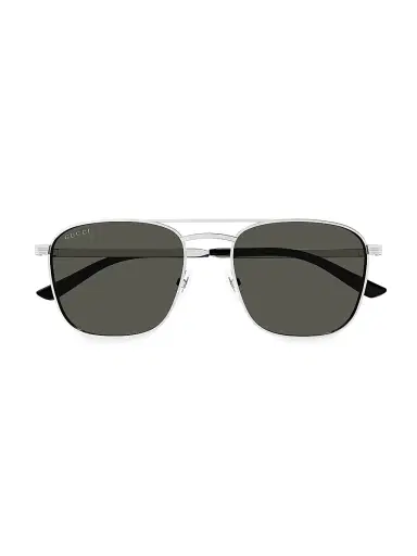 Gucci Men's New Light Metal 54MM Square Sunglasses - Silver Grey | Thumbnail 2