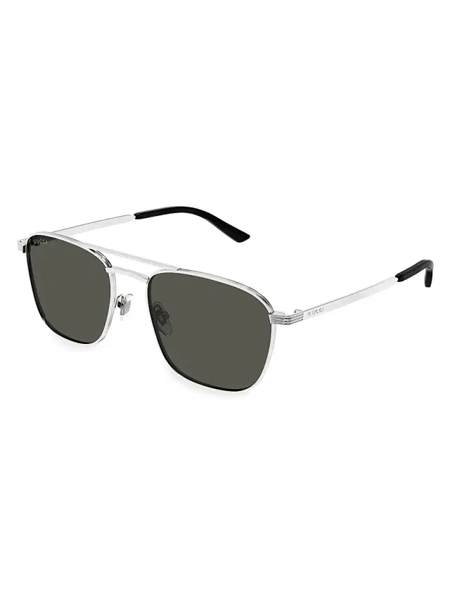 Gucci Men's New Light Metal 54MM Square Sunglasses - Silver Grey