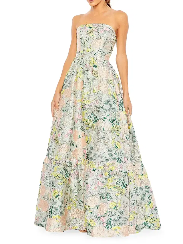 Mac Duggal Women's Floral Brocade Ball Gown - Pastel Multi