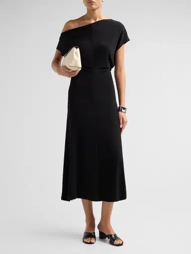 Vince Women's Off-Shoulder Matte Jersey Midi Dress - Black - Size XXS | Thumbnail 2