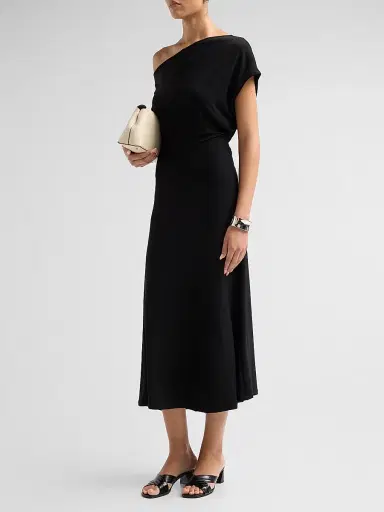 Vince Women's Off-Shoulder Matte Jersey Midi Dress - Black - Size XXS | Thumbnail 4