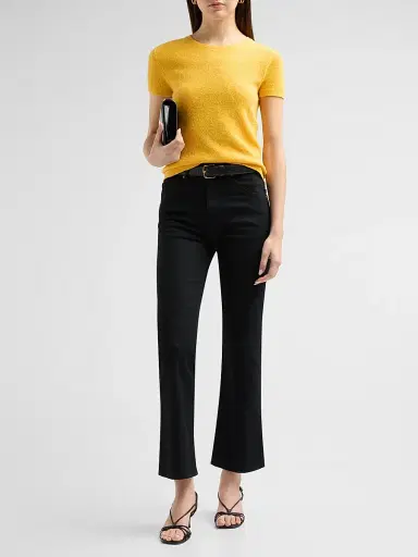 Vince Women's Textured Short-Sleeve Crewneck Sweater - Apricot - Size XXS | Thumbnail 2
