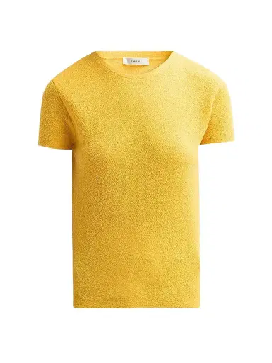 Vince Women's Textured Short-Sleeve Crewneck Sweater - Apricot - Size XXS | Thumbnail 1