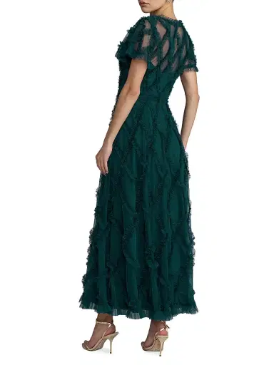 Mac Duggal Women's Ruffled Diamond-Quilted Mesh Gown | Thumbnail 2 Mac Duggal Women's Ruffled Diamond-Quilted Mesh Gown | Thumbnail 2