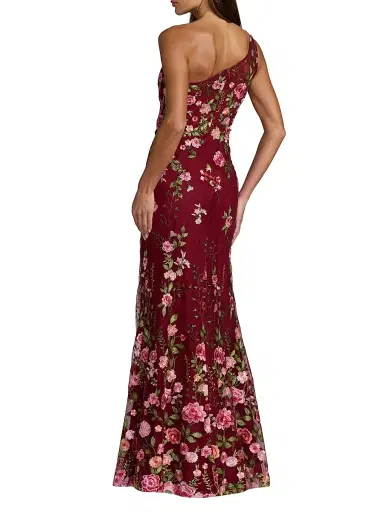 Mac Duggal Women's One-Shoulder Floral Embroidered Gown | Thumbnail 2 Mac Duggal Women's One-Shoulder Floral Embroidered Gown | Thumbnail 2