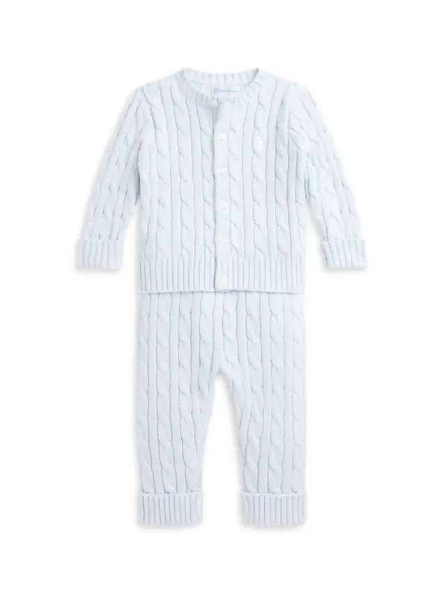 Polo Ralph Lauren Baby's Cable-Knit Cardigan & Pants Set - Pearl Blue