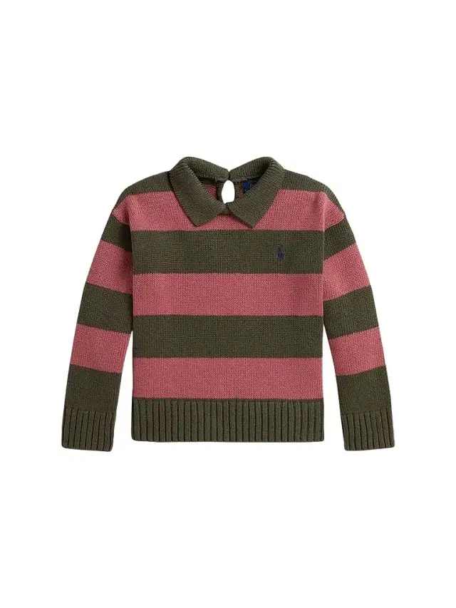 Polo Ralph Lauren Little Girl's & Girl's Striped Polo Sweater - Cruise Olive Multi