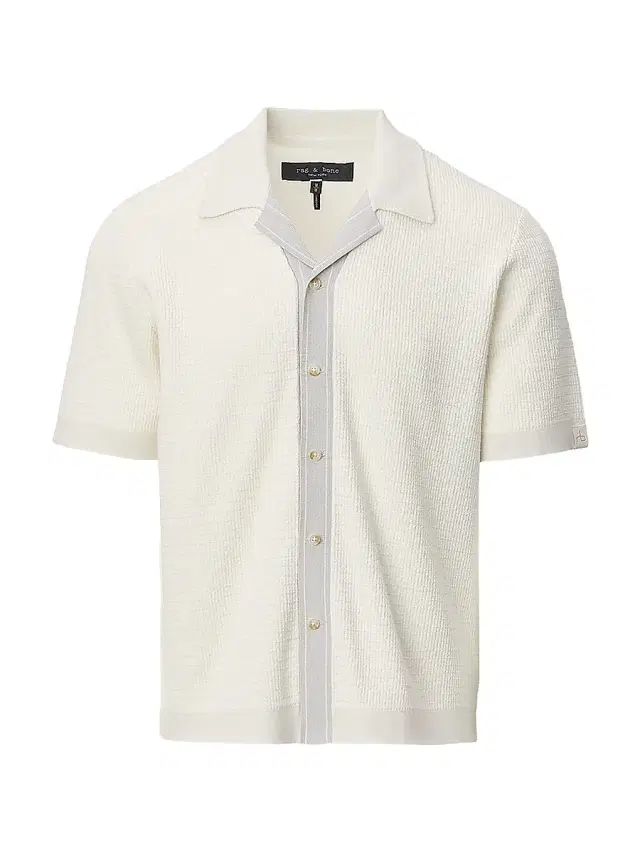 rag & bone Men's Harvey Rib-Knit Cotton-Blend Polo Shirt - Steel