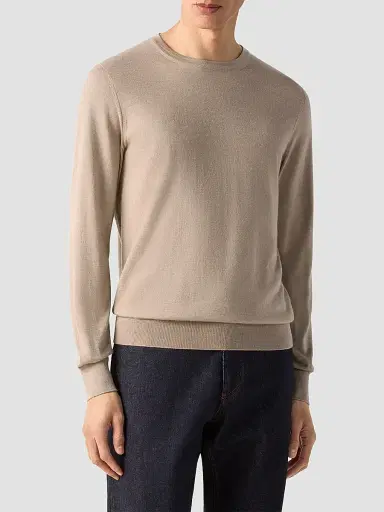 Zegna Men's Cashseta Crewneck | Thumbnail 3 Zegna Men's Cashseta Crewneck | Thumbnail 3