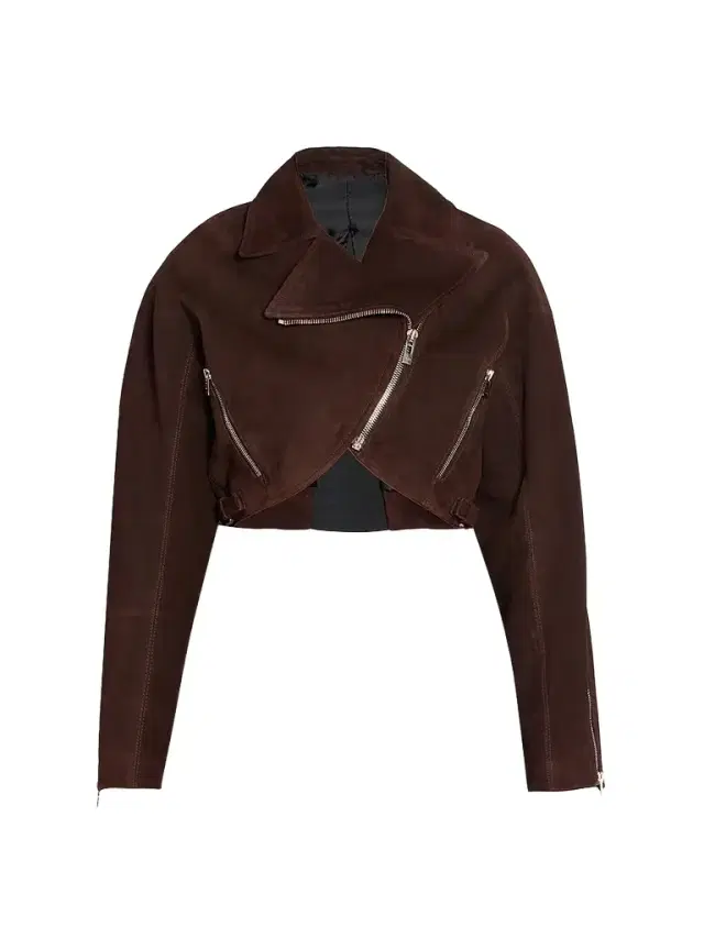 ALAIA Women's Suede Crop Biker Jacket - Chocolate