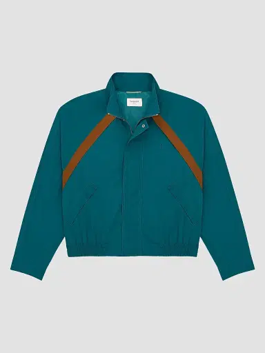 Saint Laurent Women's Cassandre Windbreaker in Nylon Faille - Blue Canard - Size 8 | Thumbnail 3