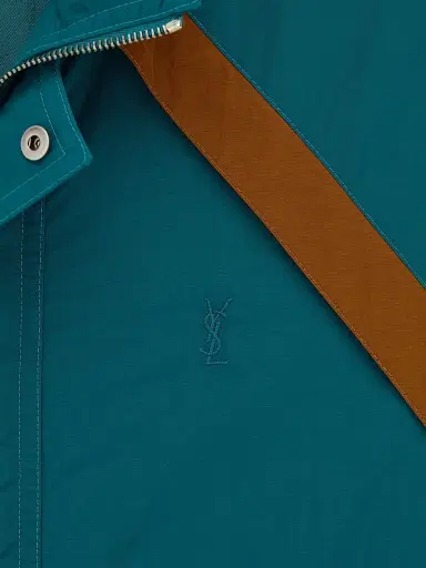 Saint Laurent Women's Cassandre Windbreaker in Nylon Faille - Blue Canard - Size 8 | Thumbnail 4