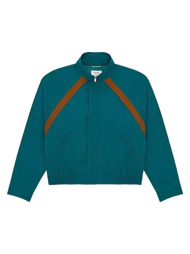 Saint Laurent Women's Cassandre Windbreaker in Nylon Faille - Blue Canard - Size 8 | Thumbnail 1