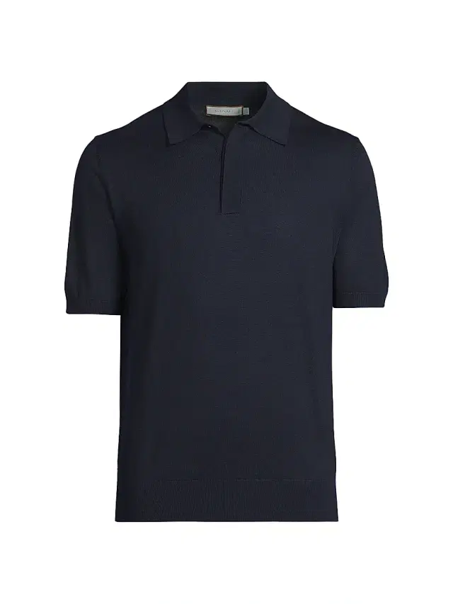 Canali Men's Dressy Lux Modern-Fit Suede Placket Polo Shirt - Navy