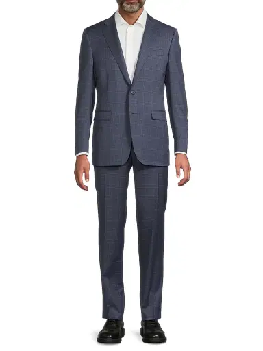 Canali Men's Plaid Wool Modern-Fit Suit - Blue | Thumbnail 3