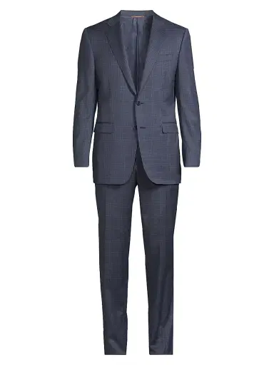 Canali Men's Plaid Wool Modern-Fit Suit - Blue | Thumbnail 1