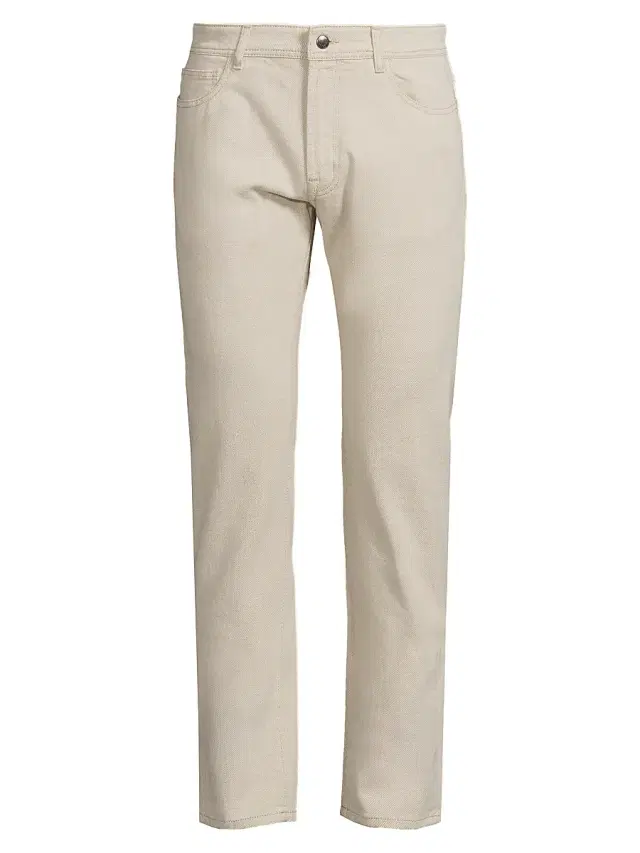Canali Men's Washed Modern-Fit Slim-Straight Jeans - Off White
