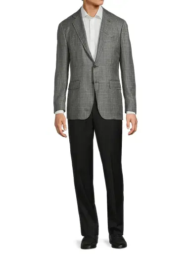 Canali Men's Plaid Wool-Silk-Linen Sport Coat | Thumbnail 2 Canali Men's Plaid Wool-Silk-Linen Sport Coat | Thumbnail 2