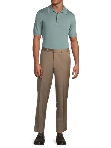 Canali Men's Dressy Lux Modern-Fit Suede Placket Polo Shirt | Thumbnail 2