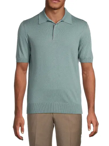 Canali Men's Dressy Lux Modern-Fit Suede Placket Polo Shirt | Thumbnail 3