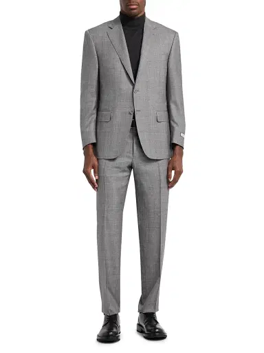 Canali Men's Plaid Wool-Silk Suit - Grey | Thumbnail 3 Canali Men's Plaid Wool-Silk Suit - Grey | Thumbnail 3